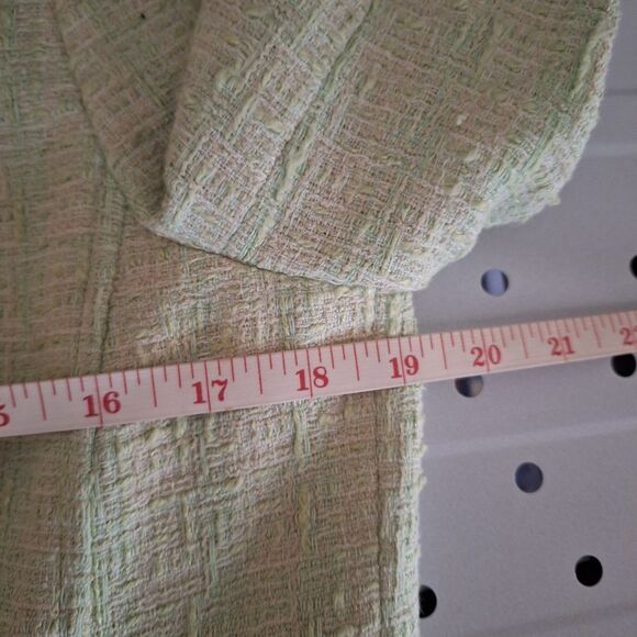 Teri Jon Rickie Freeman Womens Ruffle Tweed Blazer Coquette Distressed Size 12 - Picture 11 of 13